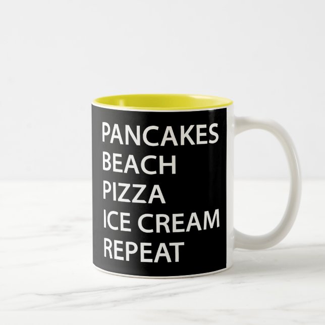 Pancakes Beach Pizza Ice Cream Repeat Two-Tone Coffee Mug (Right)