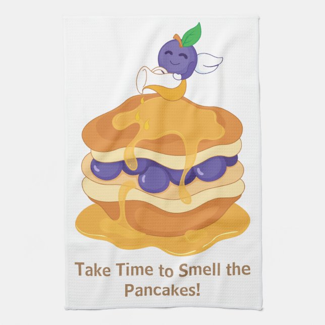 Pancakes Blueberry Cute Funny Humourous Kitchen Towel (Vertical)