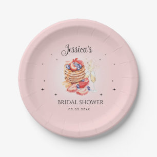 Pancakes Bubbly Brunch Blush Pink Bridal Shower Paper Plate