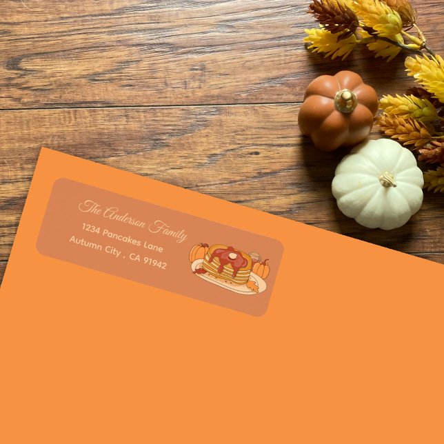 Pancakes citrouilles épices Retour d'automne Étiqu (Pumpkin spice pancakes fall return address labels .)