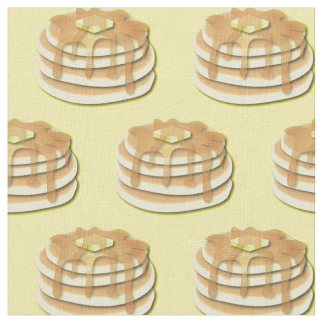 Pancakes Cute Breakfast Kids Fabric (Close Up)