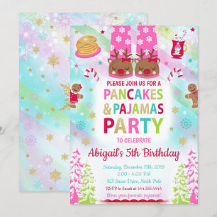 Pancakes de Noël et pyjamas Invitation d'anniversa