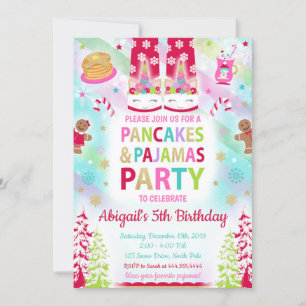 Pancakes de Noël et pyjamas Invitation d'anniversa