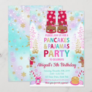 Pancakes de Noël et pyjamas Invitation d'anniversa