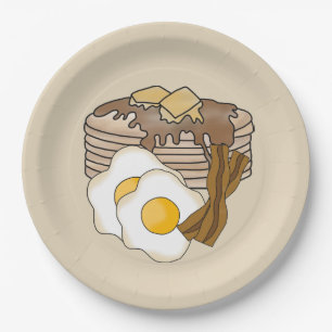 Pancakes eggs and bacon breakfast party plate