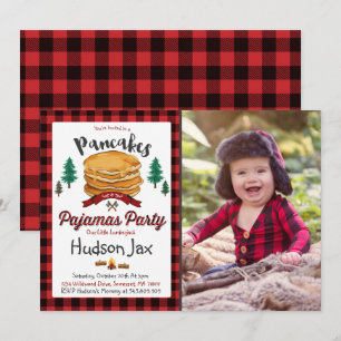 Pancakes Et Pajamas Invitation Plaid