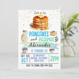 Pancakes et pyjamas couché Invitation Anniversaire