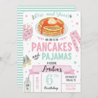 Pancakes et pyjamas Invitation de fête d'anniversa