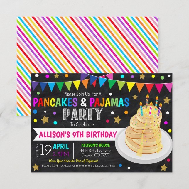 Pancakes et pyjamas Invitation de la fête (Devant / Derrière)