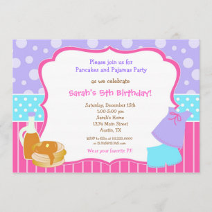 Pancakes et pyjamas Invitations d'anniversaire