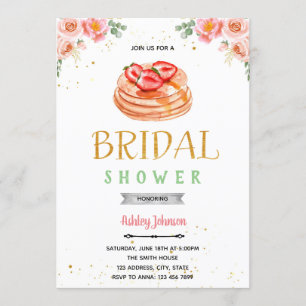 Pancakes flower bridal shower theme invitation
