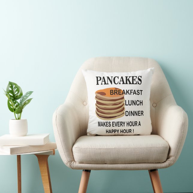 Pancakes Makes Every Hour A Happy Hour Pancake Throw Pillow (Chair)