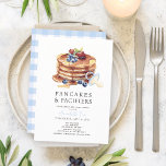 Pancakes & Pacifiers Blue Gingham Boy Baby Shower Invitation<br><div class="desc">This cute "pancakes & pacifiers" boy's baby shower/brunch invitation features a white background with pancakes,  berries and a blue pacifier. The reverse side features a white background with gingham check pattern in light blue. Personalize it for your needs. You can find matching products at my store.</div>