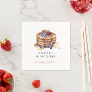 Pancakes & Pacifiers Pink Gingham Girl Baby Shower Napkin