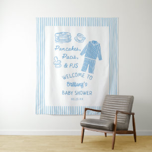 Pancakes, Pacis & PJs Boy Baby Shower Welcome  Tapestry