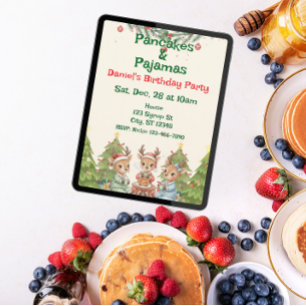 Pancakes & Pajamas Holiday Birthday Invitation