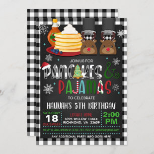 Pancakes & Pajamas Noël Anniversaire Invitation R