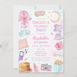 Pancakes & Pajamas Party Sleepover Birthday Invitation