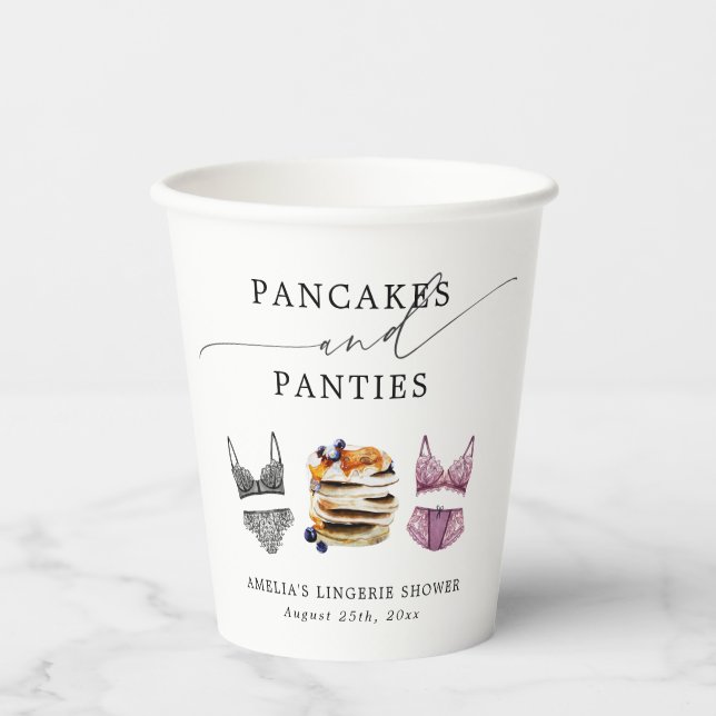 Pancakes & Panties Bridal Shower Paper Cups (Front)