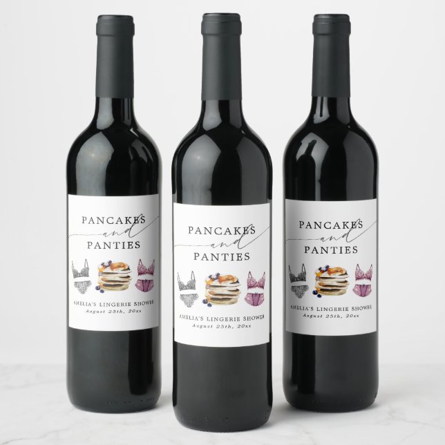 Pancakes & Panties Bridal Shower Wine Label (Bottles)