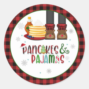 Pancakes & Pyjamas Christmas Party Sticker - Wh