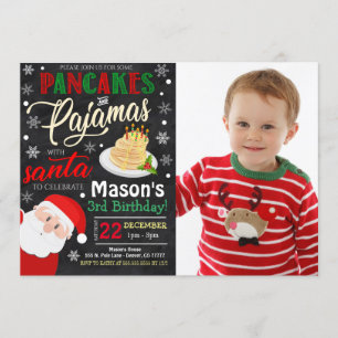 Pancakes & Pyjamas Noël Anniversaire Invitation
