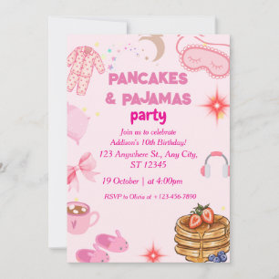 Pancakes Pyjamas Party Birthday Invitation