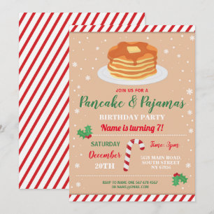 Pancakes & Pyjamas Party Christmas Pyjamas Invite