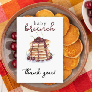 Pancakes Sweet Cherry Baby Shower Thank You Card