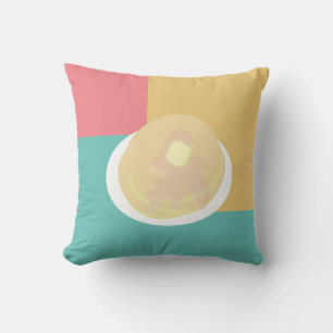 Pancakes Syrup Dripping Colourful Pink Teal Throw Pillow