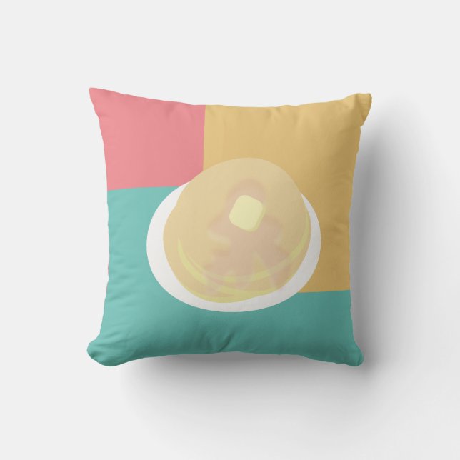 Pancakes Syrup Dripping Colourful Pink Teal    Throw Pillow (Front)