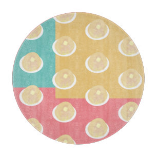 Pancakes Syrup Dripping Colourful Pink Teal Yellow Cutting Board