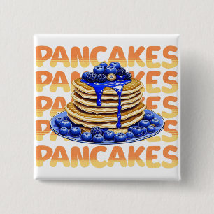 Pancakes Topped with Blueberries 2 Inch Square Button