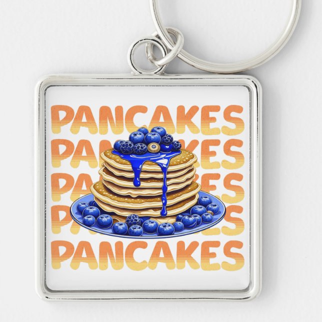 Pancakes Topped with Blueberries Keychain (Front)
