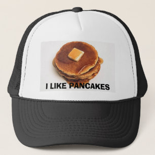 pancakes, trucker hat