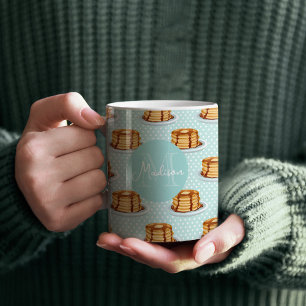 Pancakes with Maple Syrup & Polkadot Pattern  Coffee Mug
