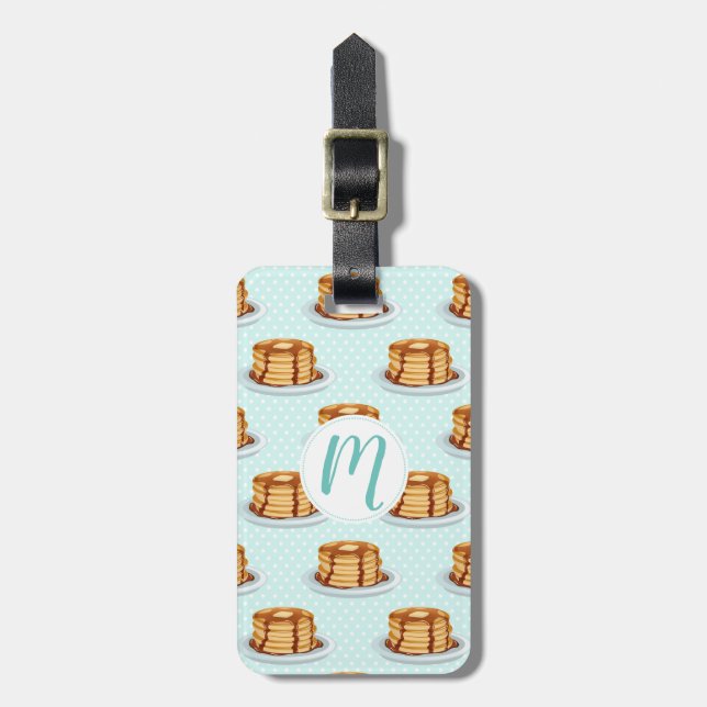 Pancakes with Maple Syrup & Polkadot Pattern Luggage Tag (Front Vertical)