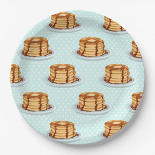 Pancakes with Maple Syrup & Polkadot Pattern Paper Plate