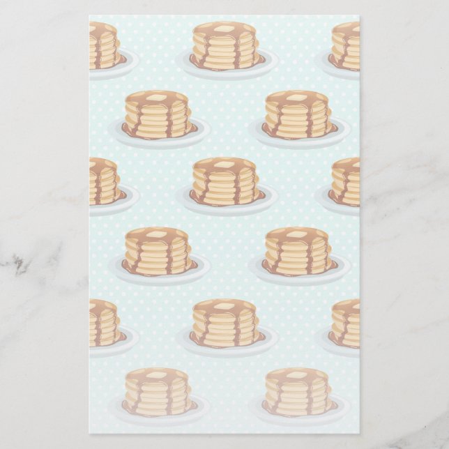 Pancakes with Maple Syrup & Polkadot Pattern Stationery (Front)
