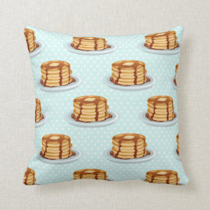 Pancakes with Maple Syrup & Polkadot Pattern Throw Pillow