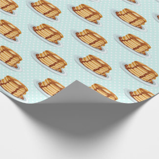 Pancakes with Maple Syrup & Polkadot Pattern Wrapping Paper