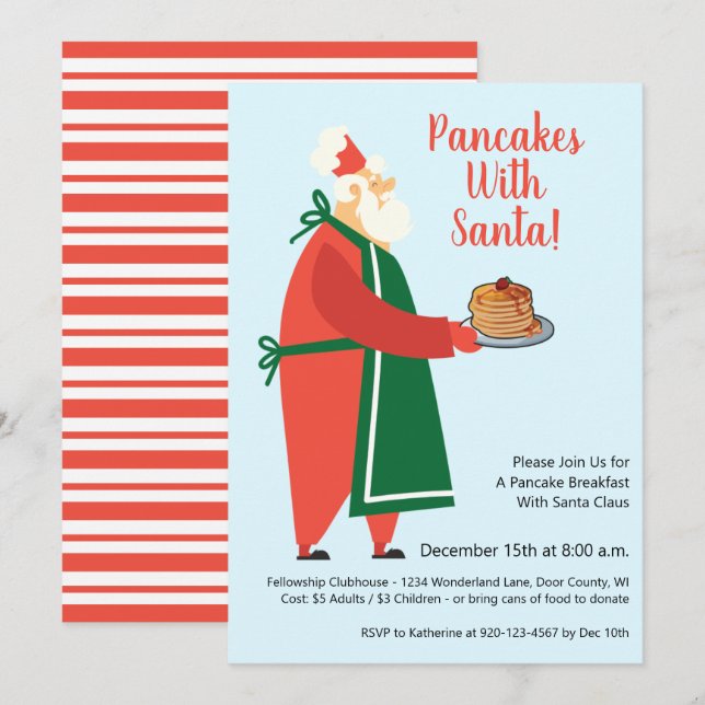 Pancakes with Santa Holiday Brunch  Invitation (Front/Back)
