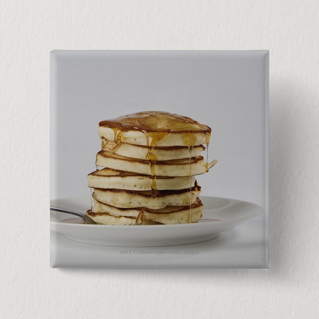 Pancakes with syrup 2 inch square button (Front)