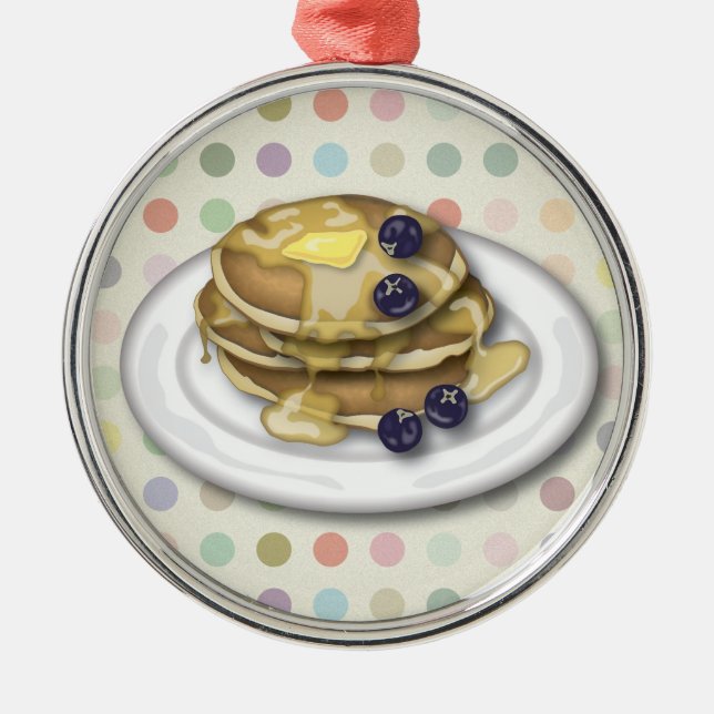 Pancakes With Syrup And Blueberries Metal Ornament (Front)