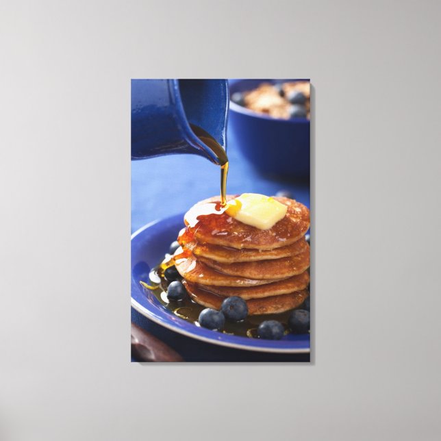 Pancakes with syrup and blueberry canvas print (Front)