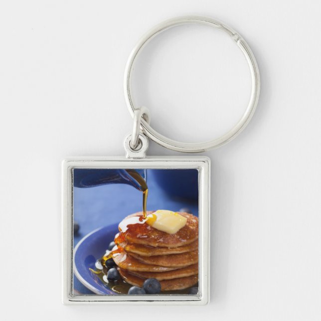 Pancakes with syrup and blueberry keychain (Front)