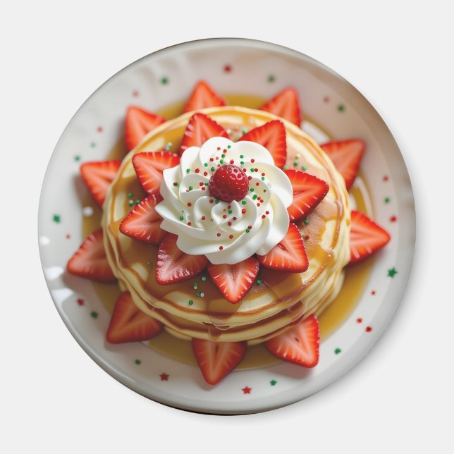 Pancakes with Whipped Cream & Christmas Sprinkles Magnet (Front)