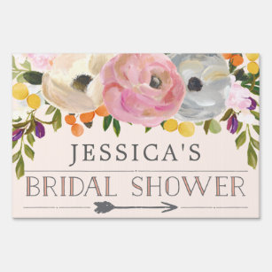 Pancarte Bridal Shower Directional Yard Sign Sweet Blooms