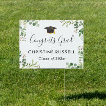 Pancarte de jardin Félicitations au diplômé avec v