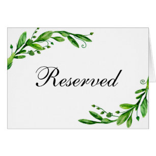 Pancarte de mariage vert réservé. Carte de table d